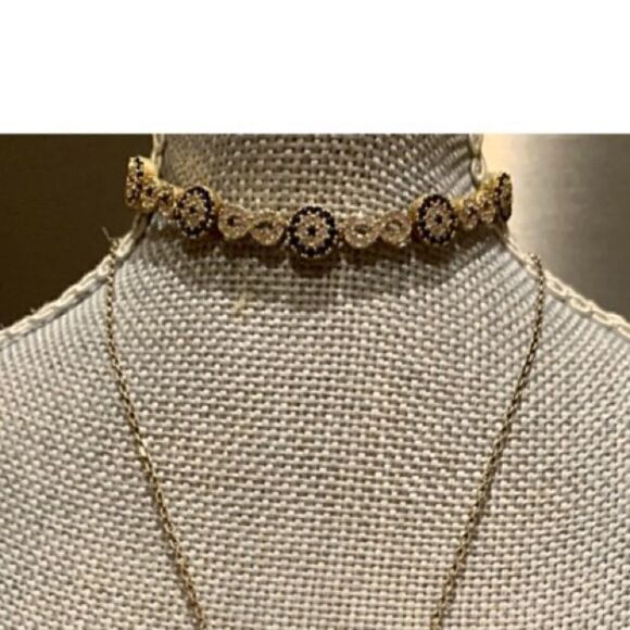 Gold Plated Sterling Silver Evil Eye Bracelet NWT - Picture 1 of 2